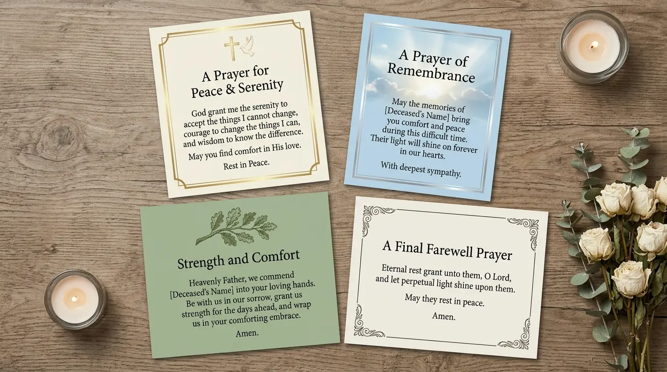 Prayers for Funeral Prayer Cards